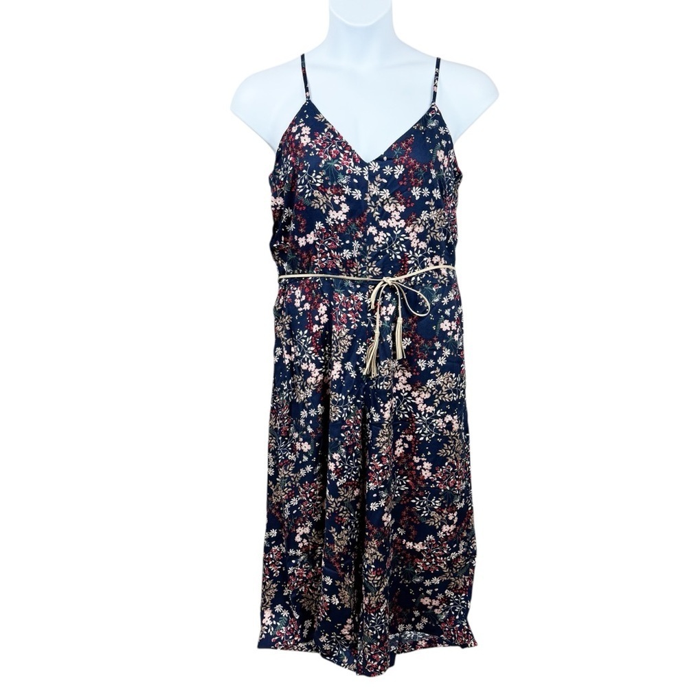 Navy Floral Spaghetti Strap Sky Captain Ditsy Gypsy Jackie Jumpsuit Boho